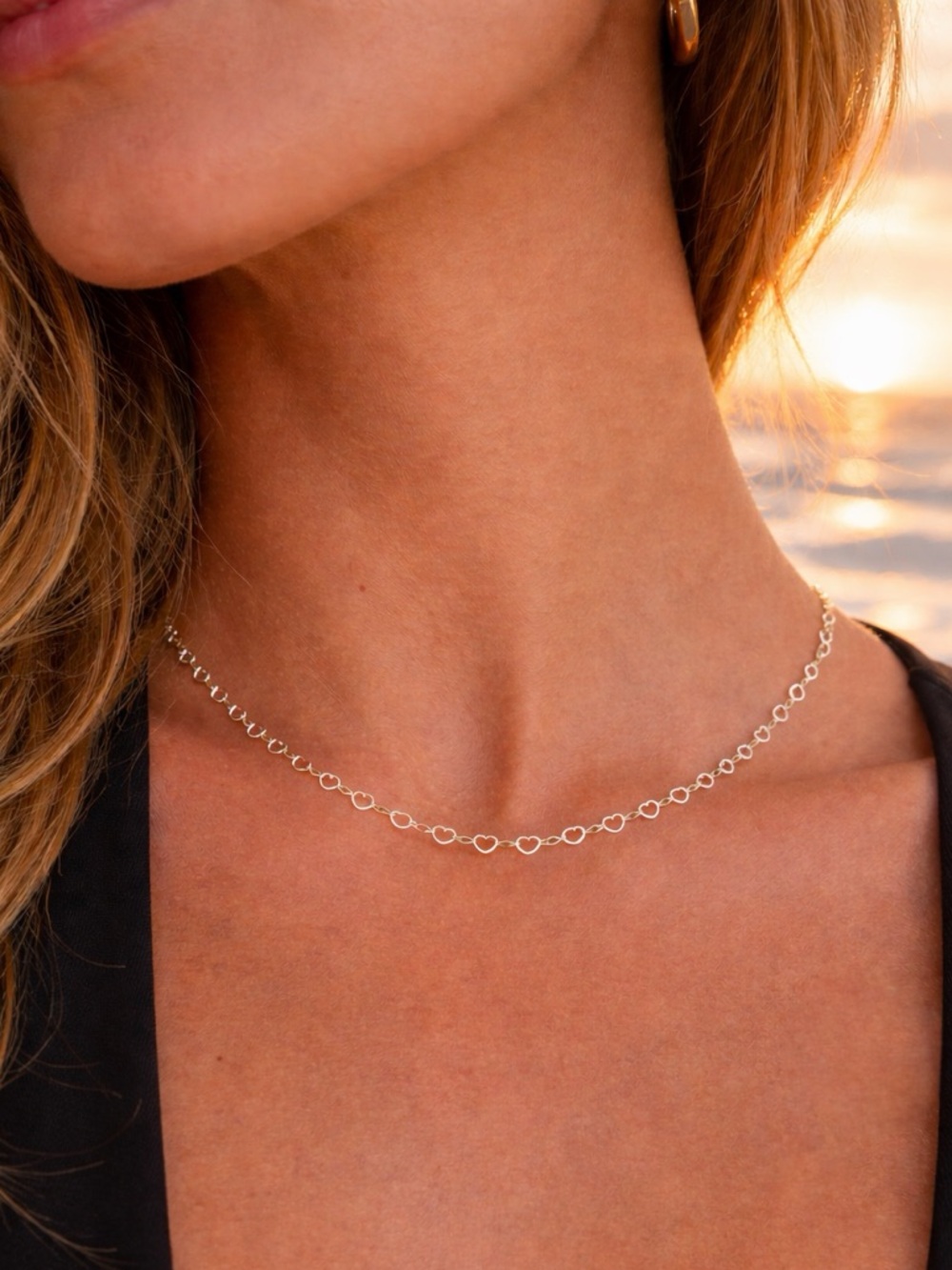 3mm Silver Heart Link Chain Custom Necklace (S925)